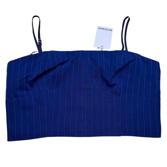 Walter Baker Tanvi Strapless Bustier Top Pinstripe Blue - Picture 3 of 11